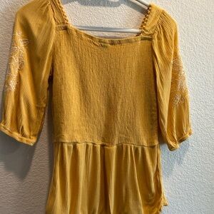 Yellow Smocked Women's Top